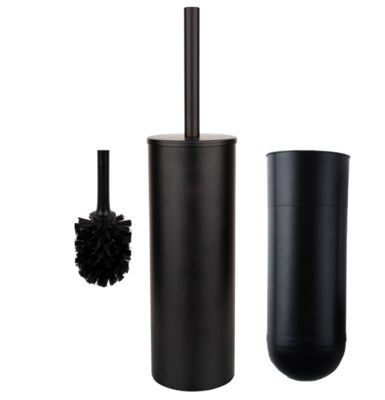 Black wall-mounted toilet brush